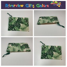 Zip Clutch / Purse / Bag / Pouch - Leaves on Cream
